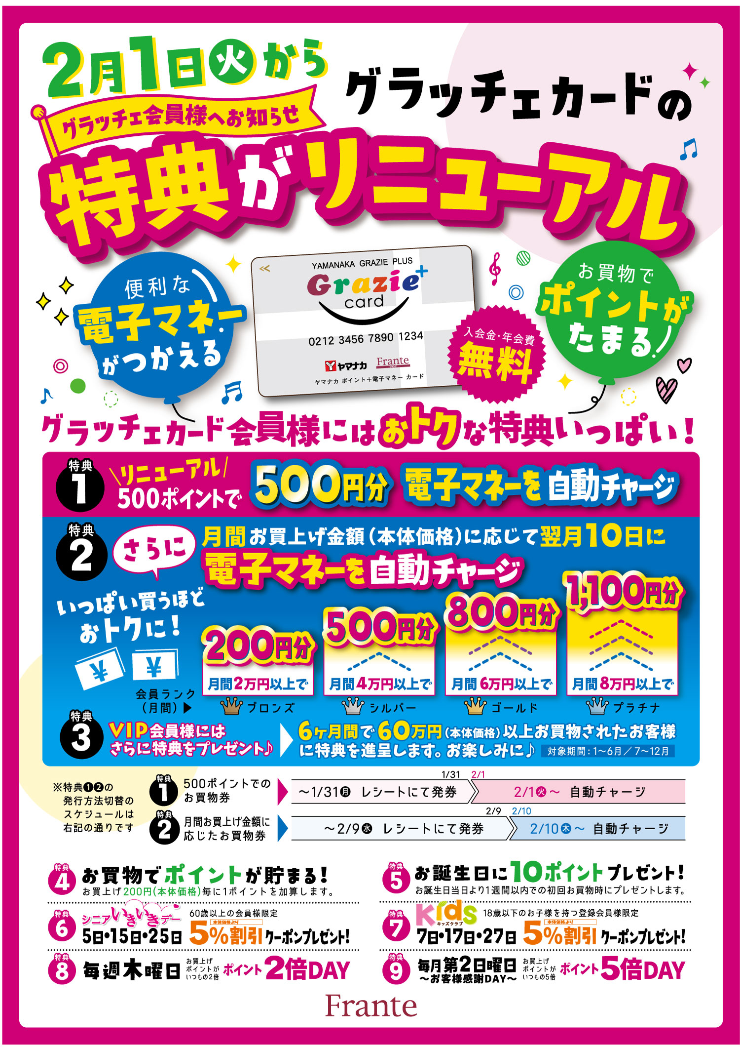 2 1よりグラッチェカード特典変更のお知らせ ヤマナカ